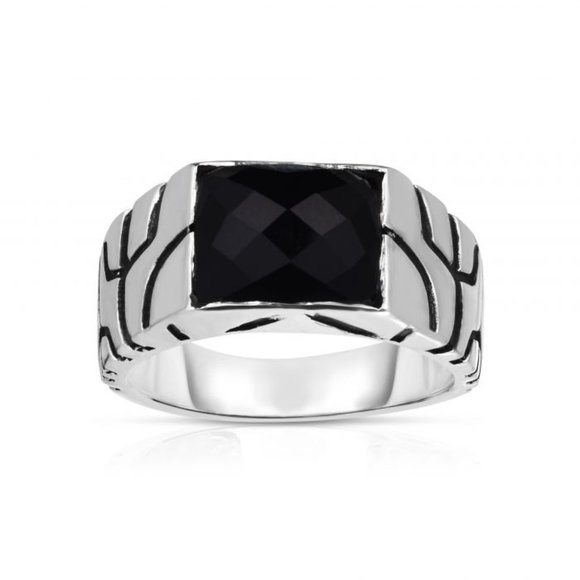 Sterling Silver Black Onyx Nugget Ring - Picture 1 of 1